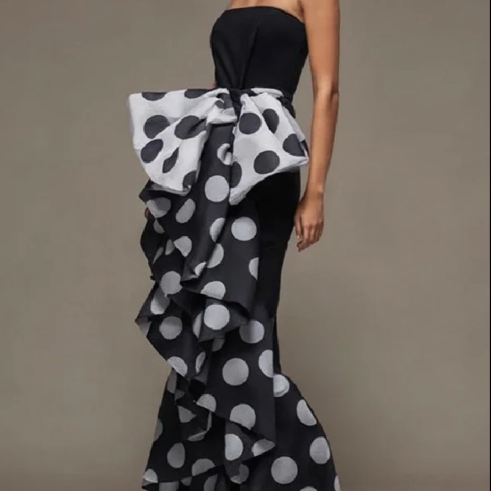 Elegant Black and White Polka Dot Dress